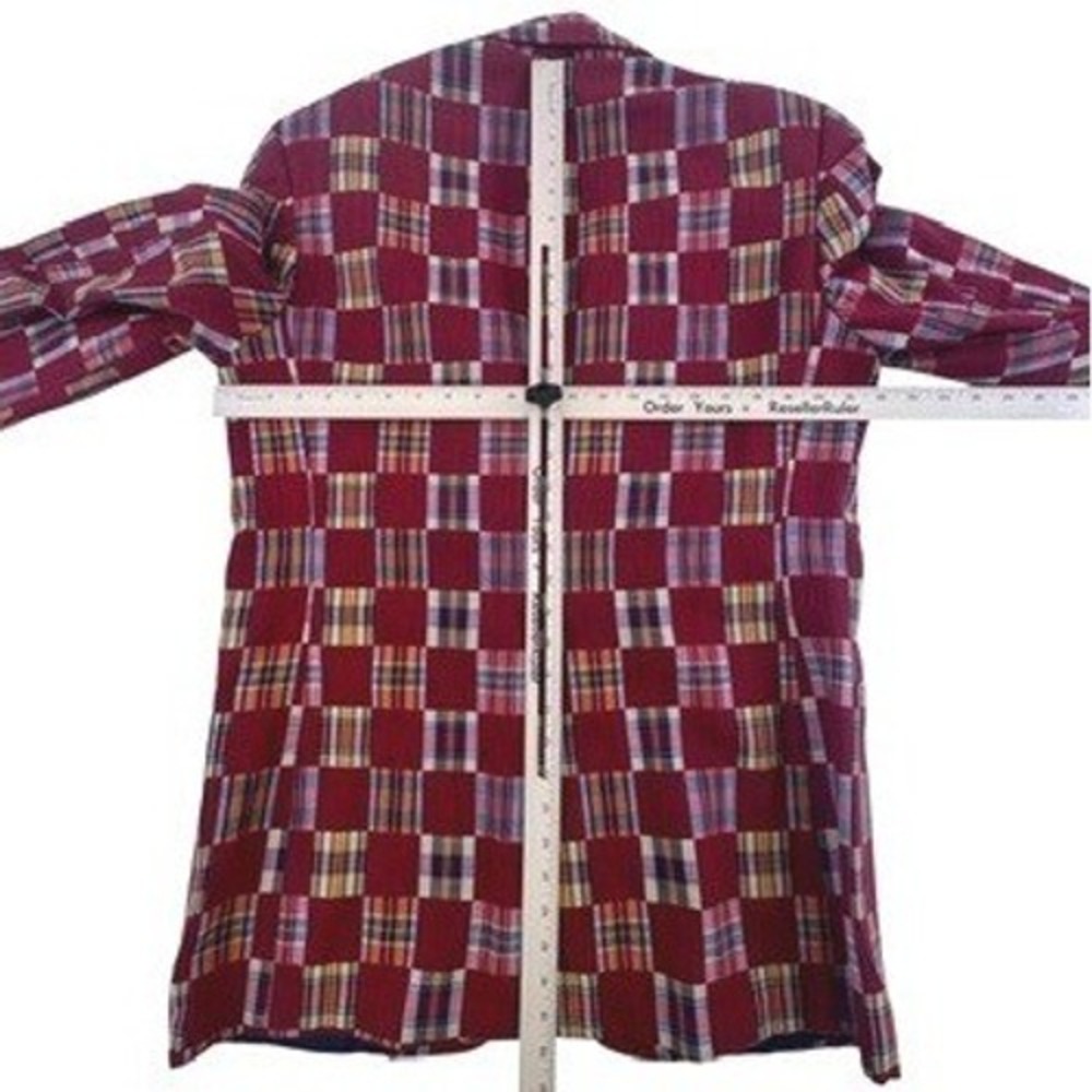Robert Lewis Idea 42 L Mens Blazer Vintage‎ Patchwork Plaid Red Multi Sport Coat - Picture 8 of 13